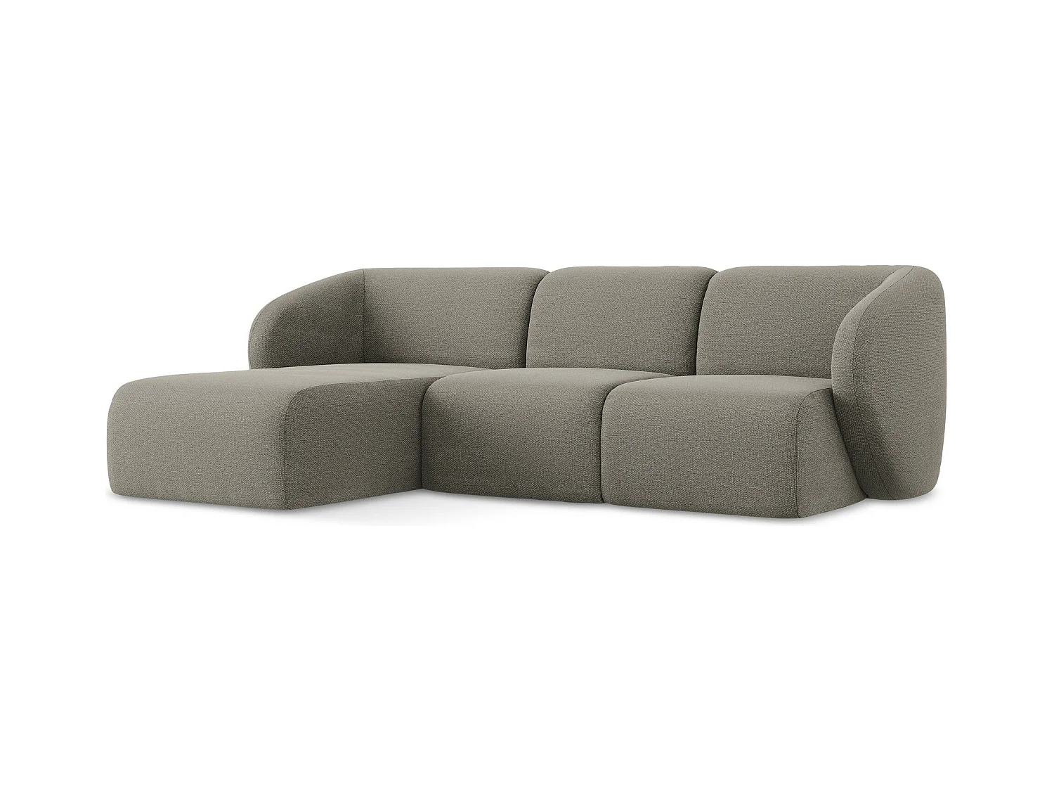 Canapé d'angle 3 places modulaire gauche en tissu bouclette - gris - LANI
