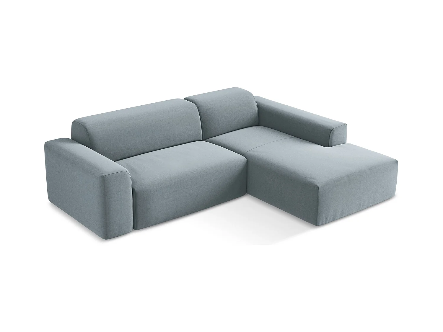 Narożnik prawostronny - z tkaniny welwetowej - jasny niebieski - KELI