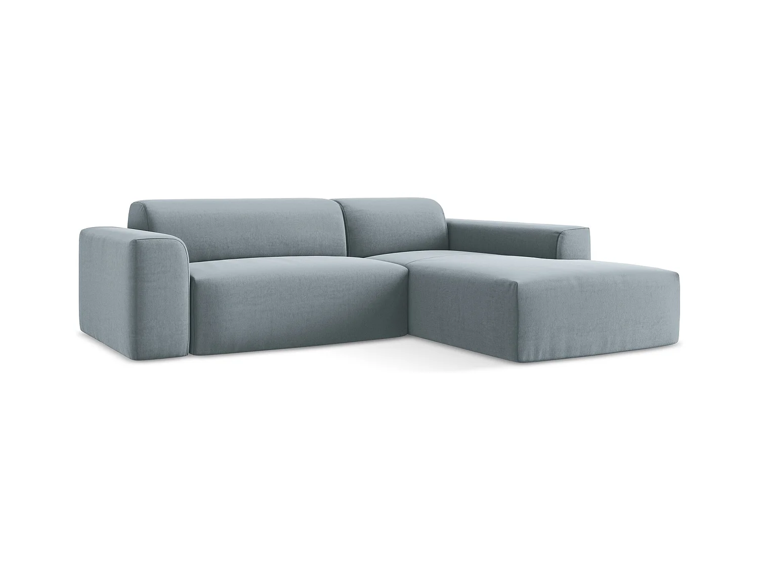 3-Sitzer Modulares Ecksofa - Ecke Rechts - Samt - Hellblau - KELI