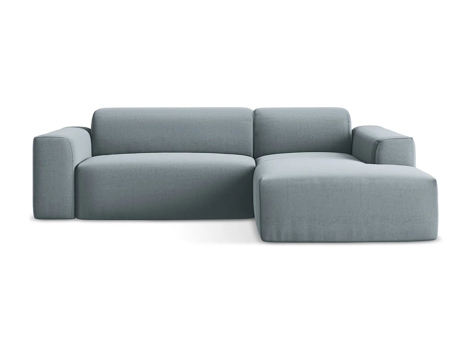 Canapé d'angle 3 places modulaire droit en velours - bleu clair - KELI