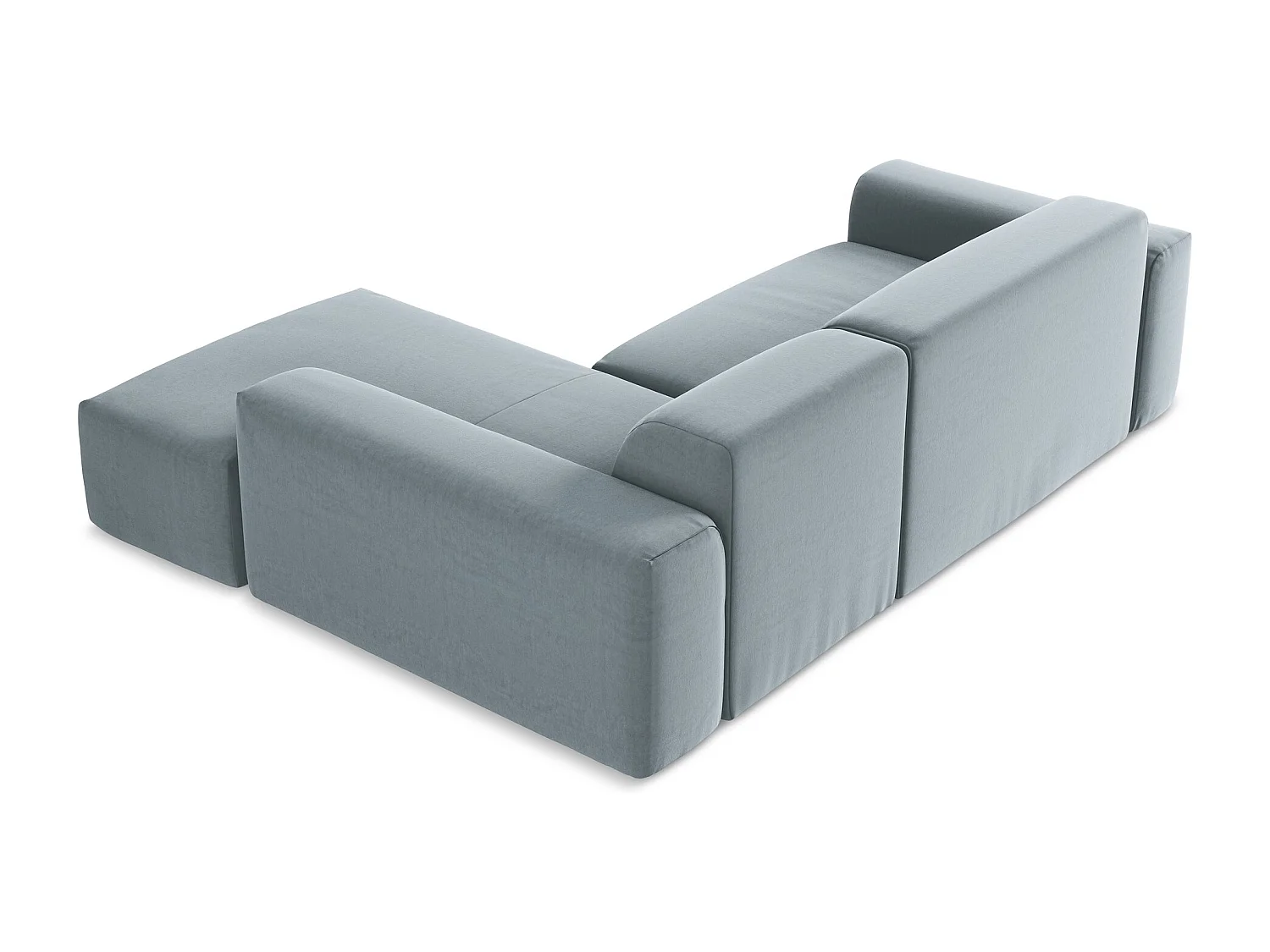 Canapé d'angle 3 places modulaire droit en velours - bleu clair - KELI