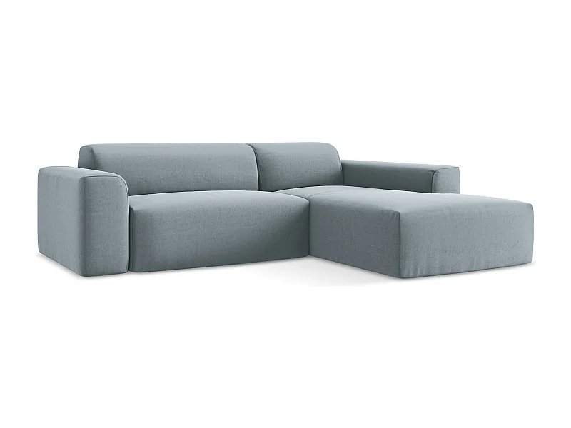 Modulaire hoekbank rechts van lichtblauw velours - KELI