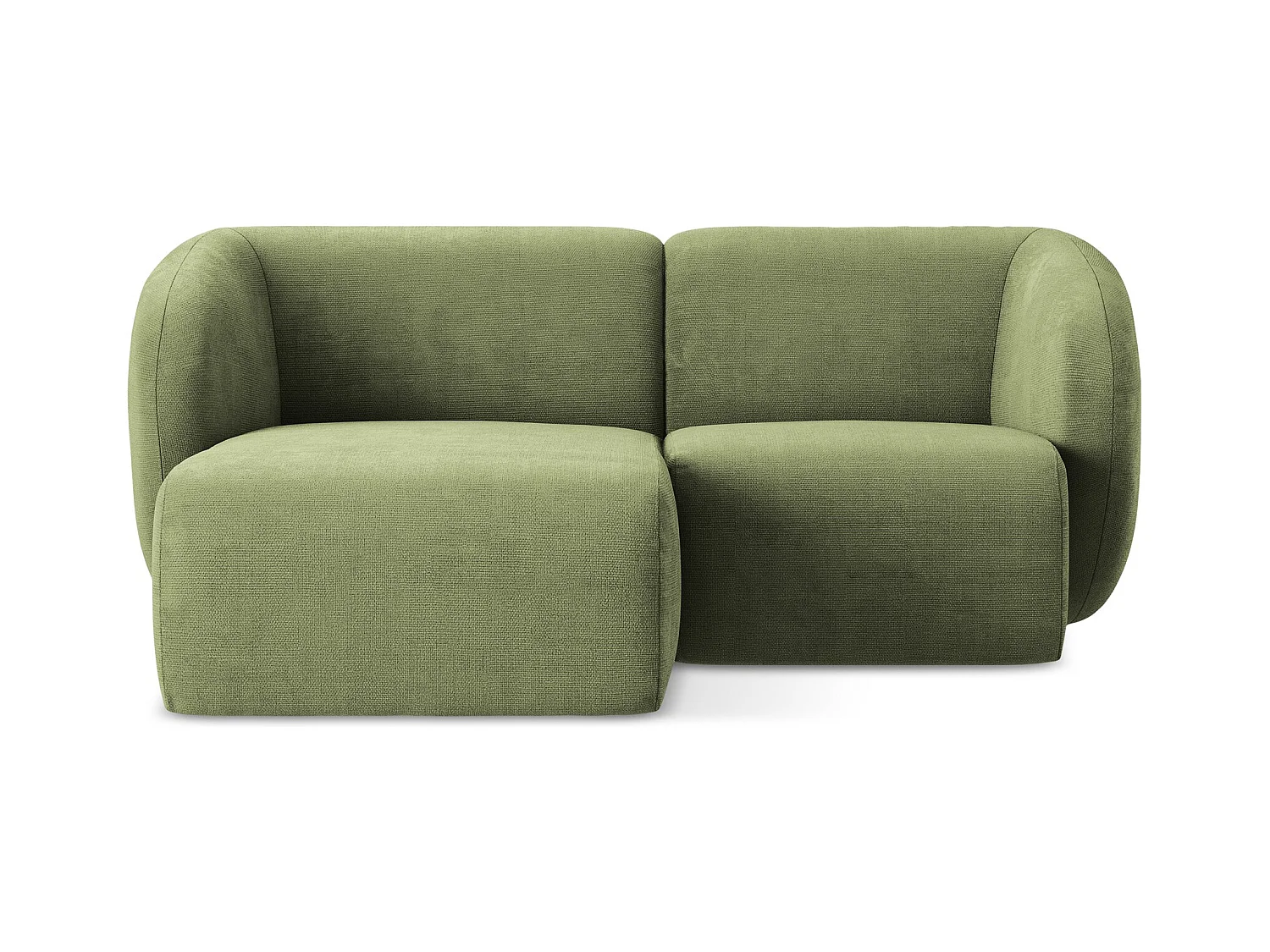 Canapé d'angle 2,5 places modulaire gauche en tissu chenille - vert - LANI