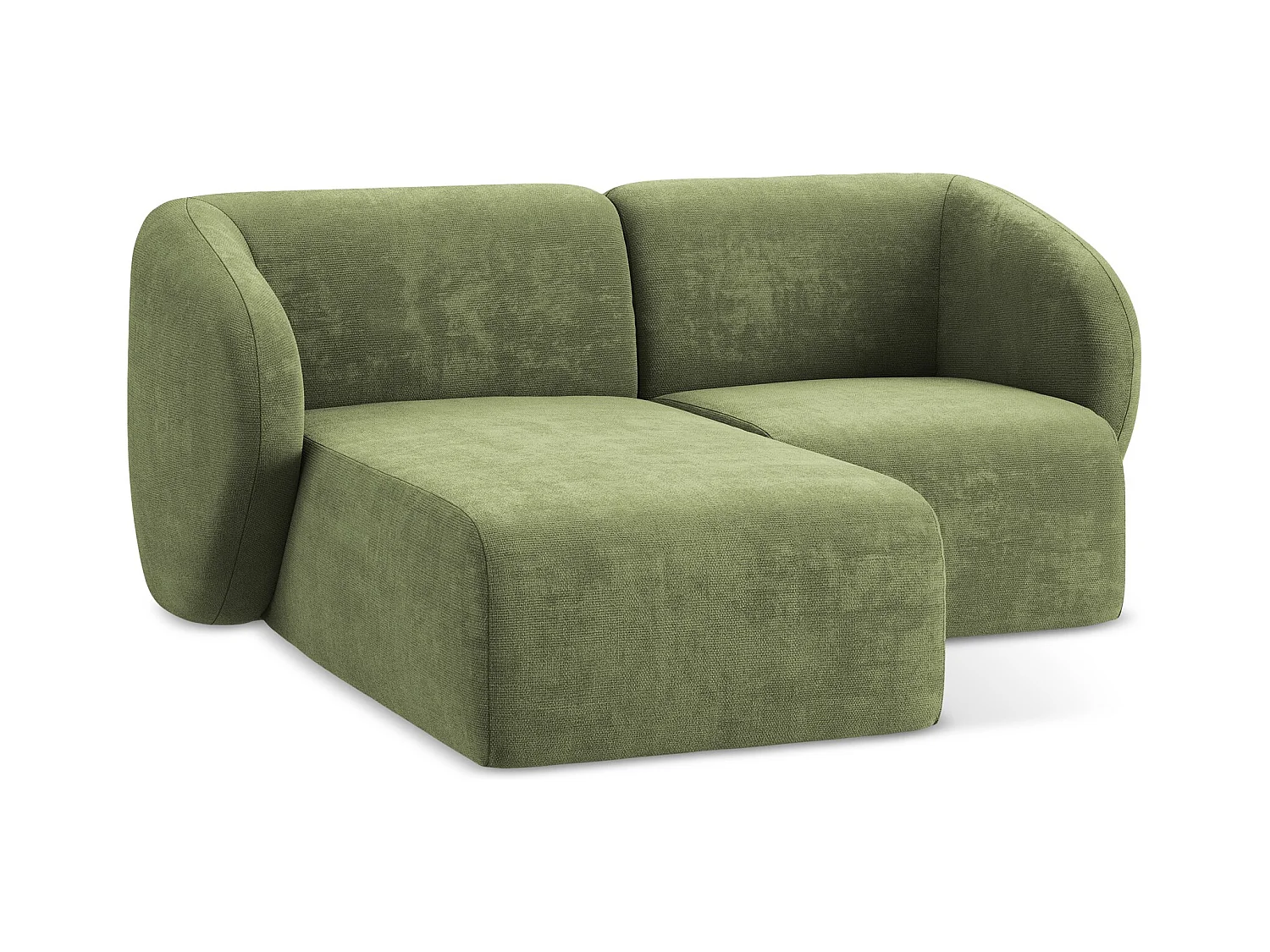 Canapé d'angle 2,5 places modulaire gauche en tissu chenille - vert - LANI