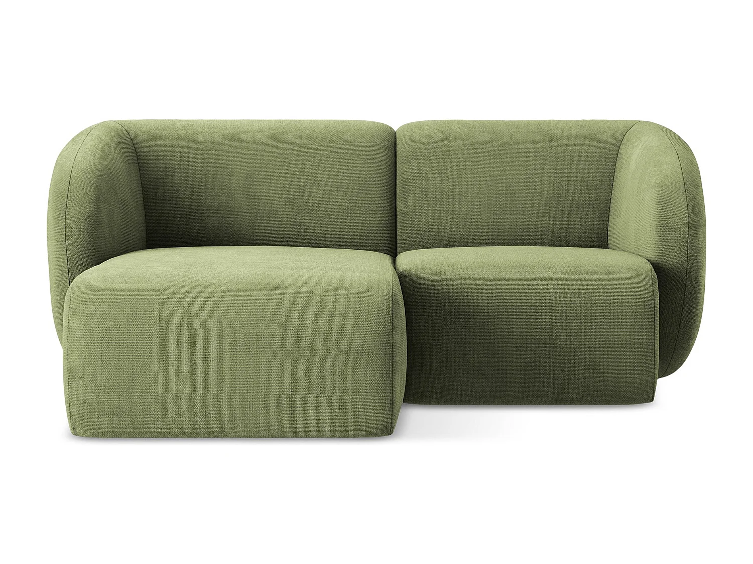 Canapé d'angle 2,5 places modulaire gauche en tissu chenille - vert - LANI