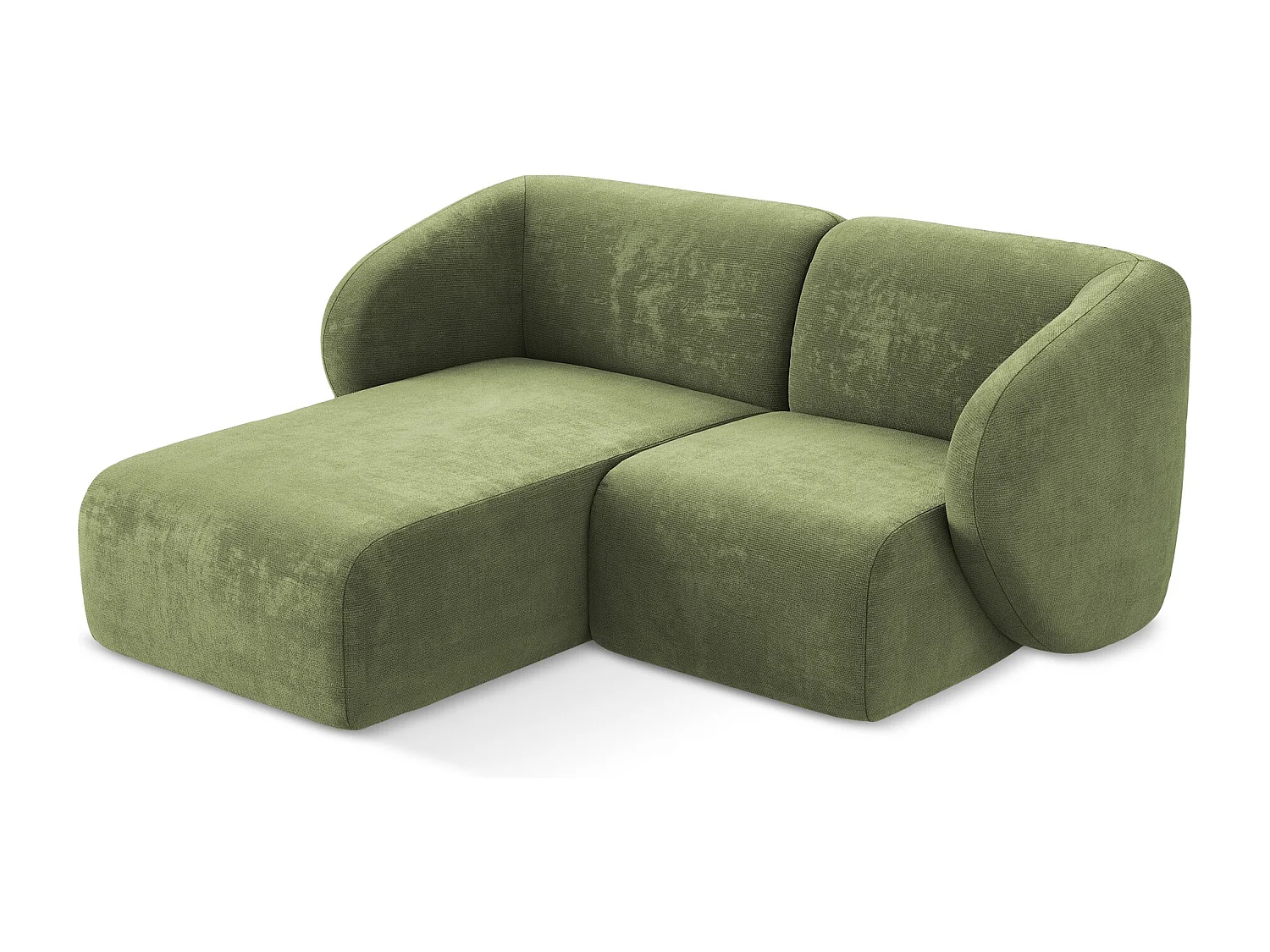 Canapé d'angle 2,5 places modulaire gauche en tissu chenille - vert - LANI