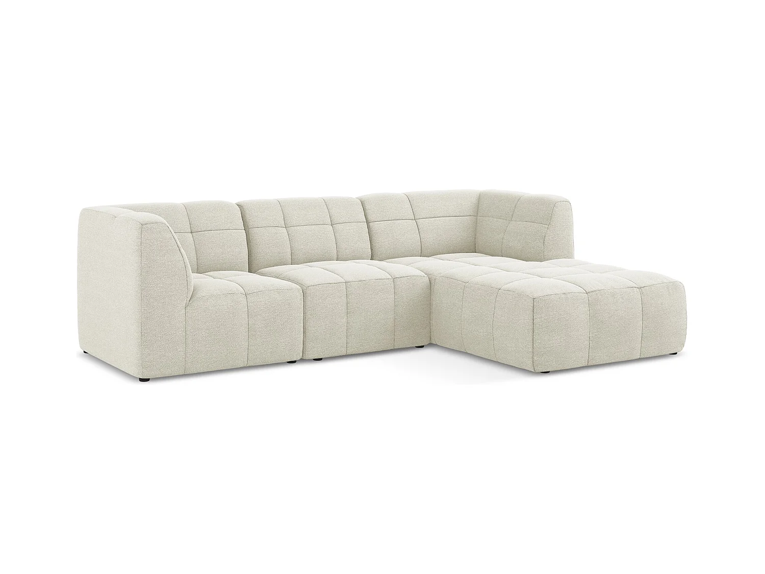 Modulaire hoekbank rechts van zand bouclé - ALOHA