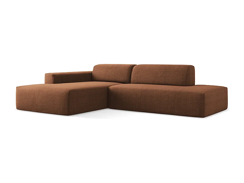 Modulaire hoekbank rechts van terracotta textuurstof - KELI