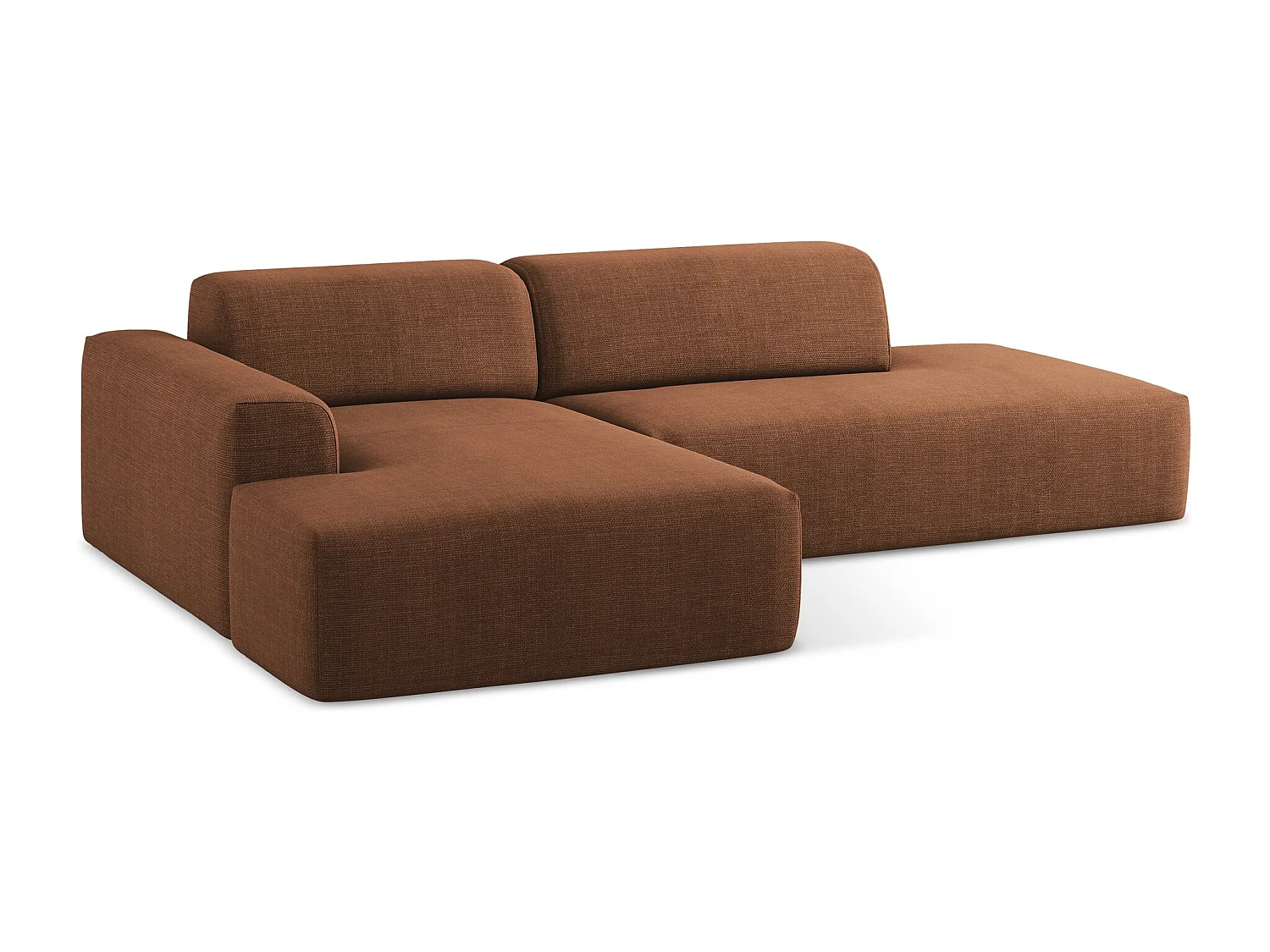 Modulaire hoekbank rechts van terracotta textuurstof - KELI