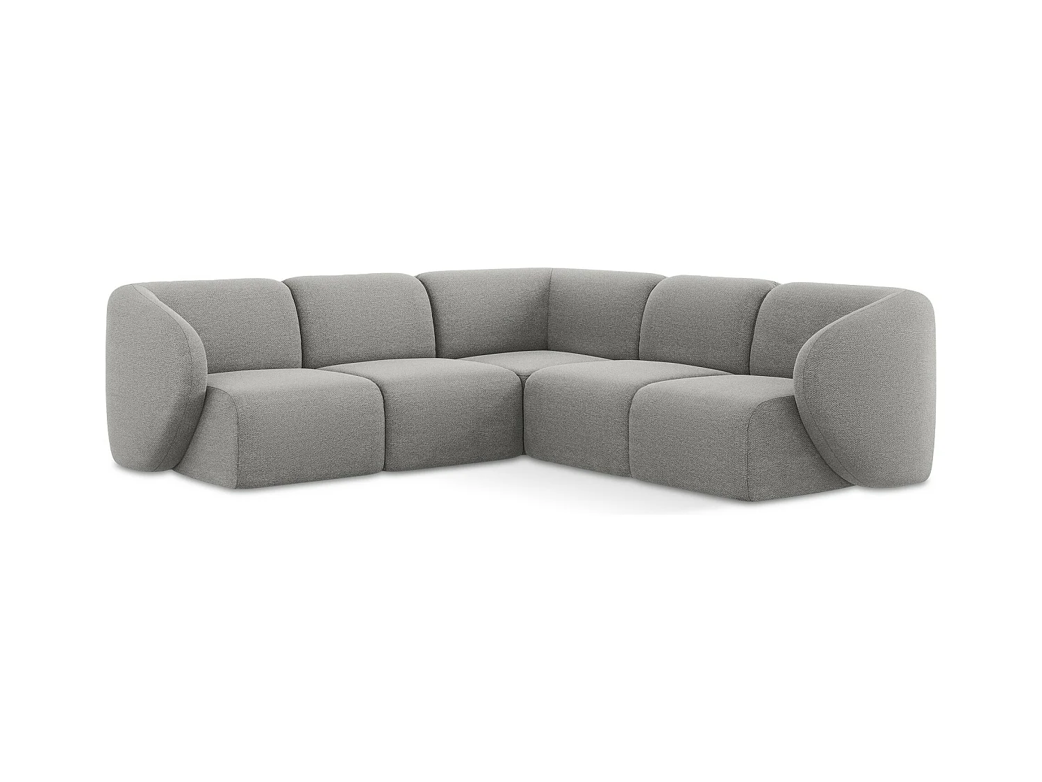 Modulares Ecksofa - - Bouclé - Hellgrau - LANI