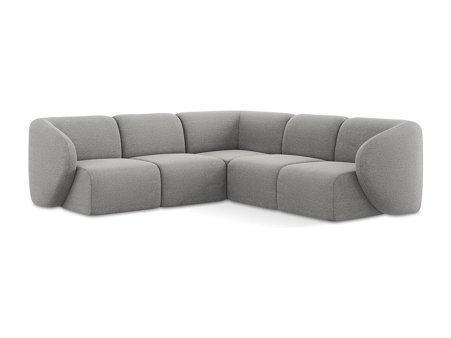 Modulares Ecksofa - - Bouclé - Hellgrau - LANI