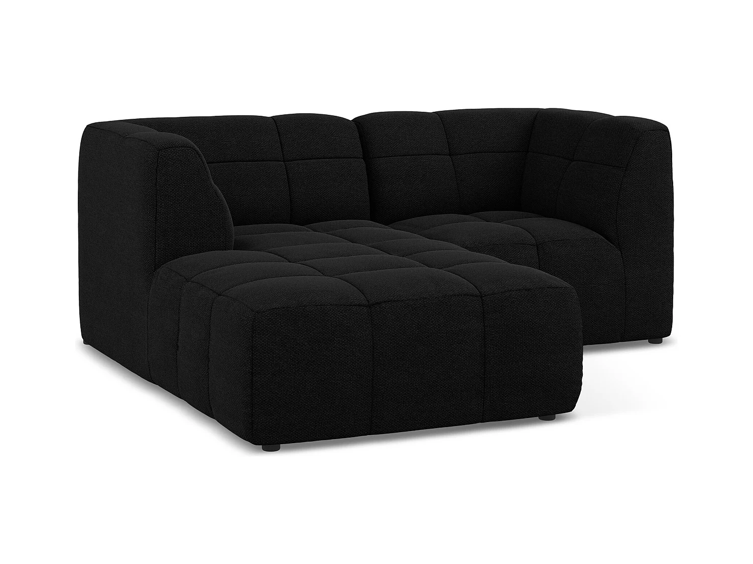 Narożnik lewostronny - z tkaniny bouclé - czarny - ALOHA