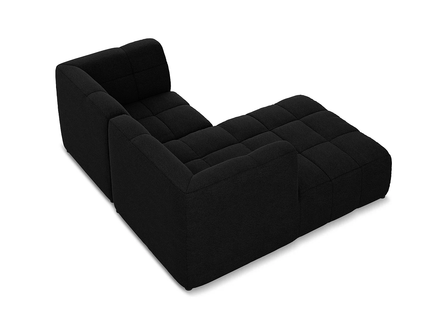 Narożnik lewostronny - z tkaniny bouclé - czarny - ALOHA