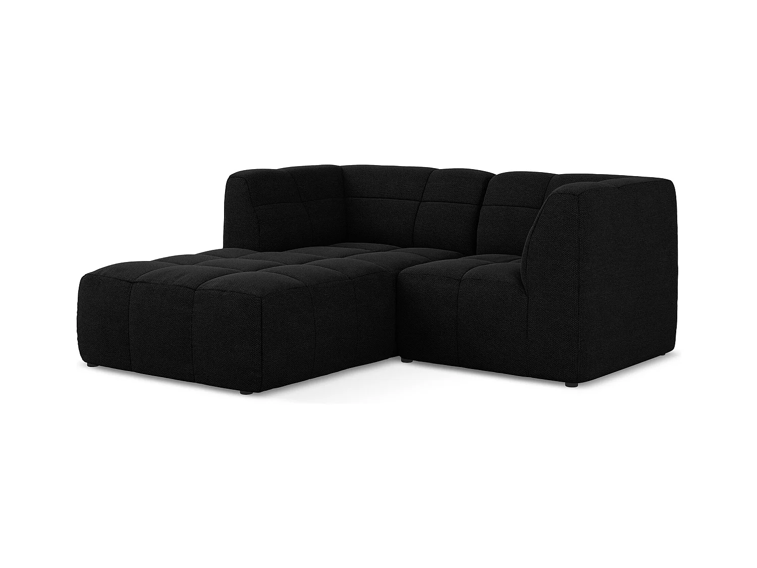 Canapé d'angle 2,5 places modulaire gauche en tissu bouclette - noir - ALOHA