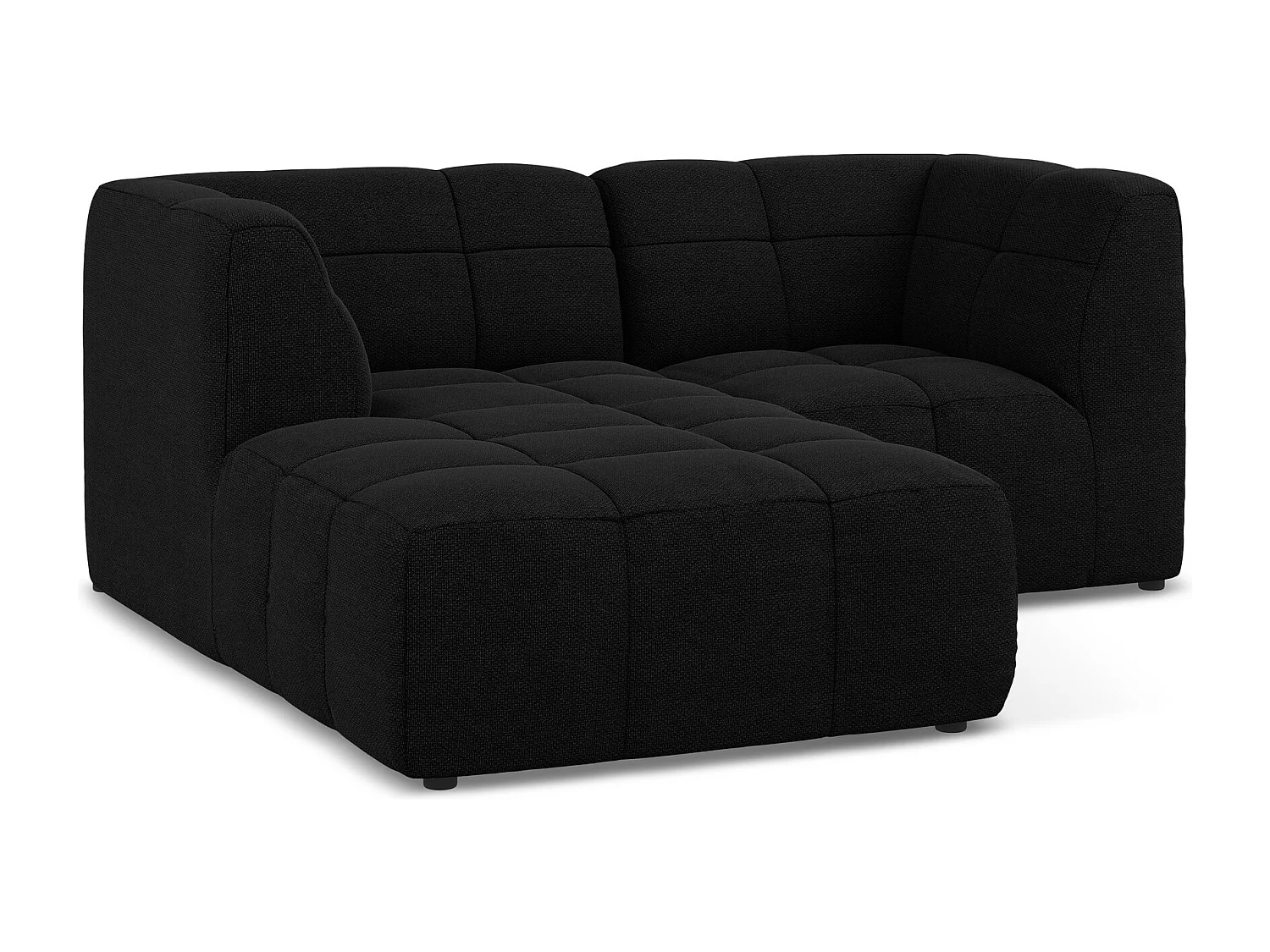 Canapé d'angle 2,5 places modulaire gauche en tissu bouclette - noir - ALOHA