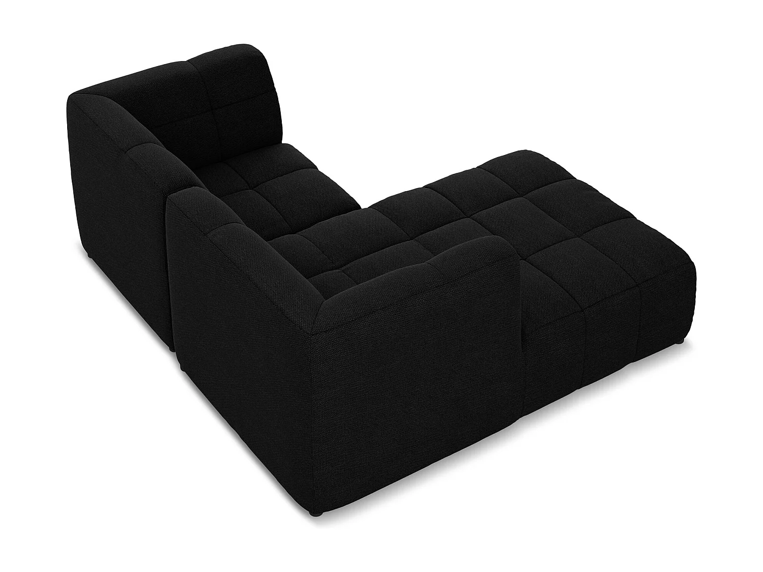 Canapé d'angle 2,5 places modulaire gauche en tissu bouclette - noir - ALOHA