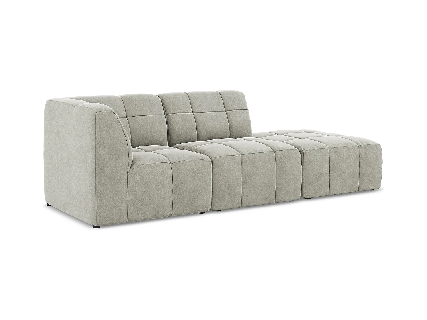 Modulaire hoekbank rechts van lichtgrijs velours - ALOHA