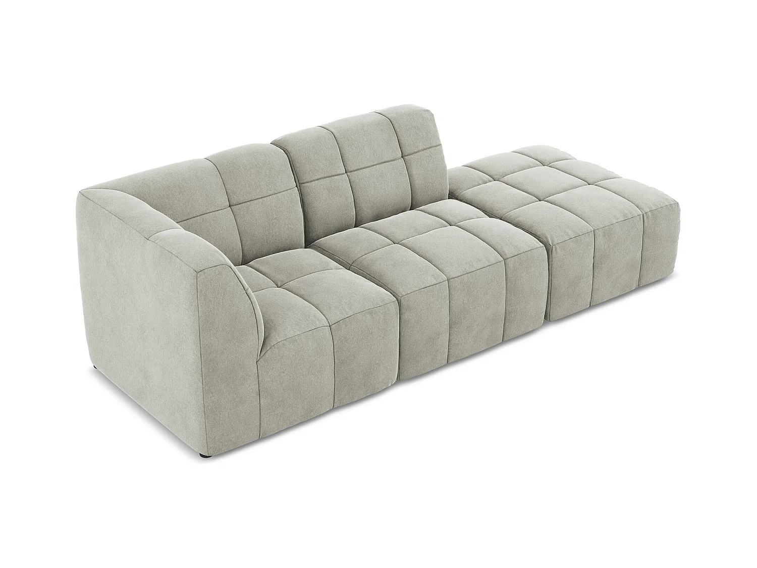 Modulaire hoekbank rechts van lichtgrijs velours - ALOHA