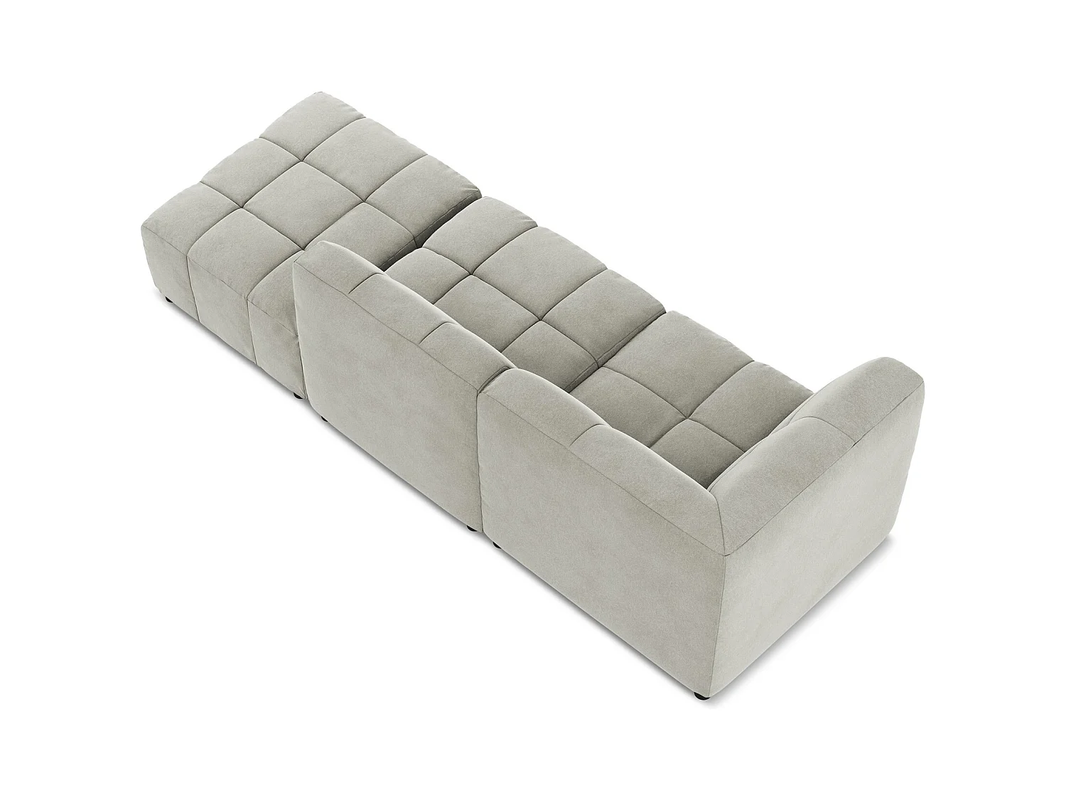 Modulaire hoekbank rechts van lichtgrijs velours - ALOHA