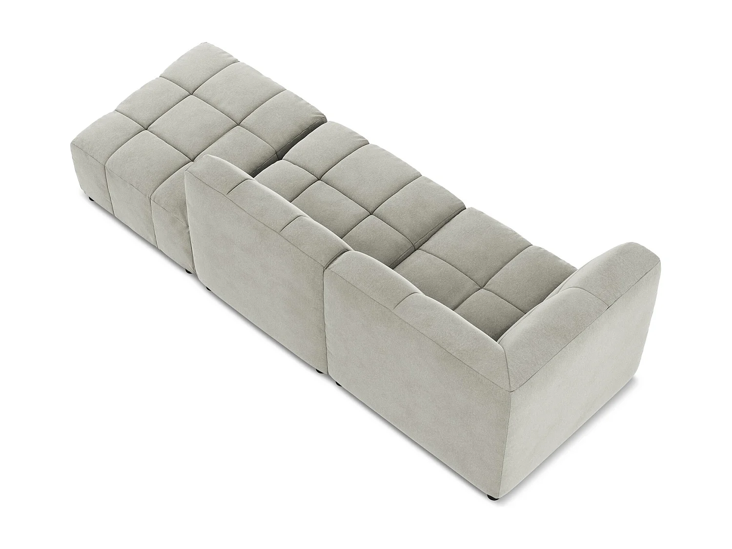 Canapé d'angle 3 places modulaire droit en velours - gris clair - ALOHA