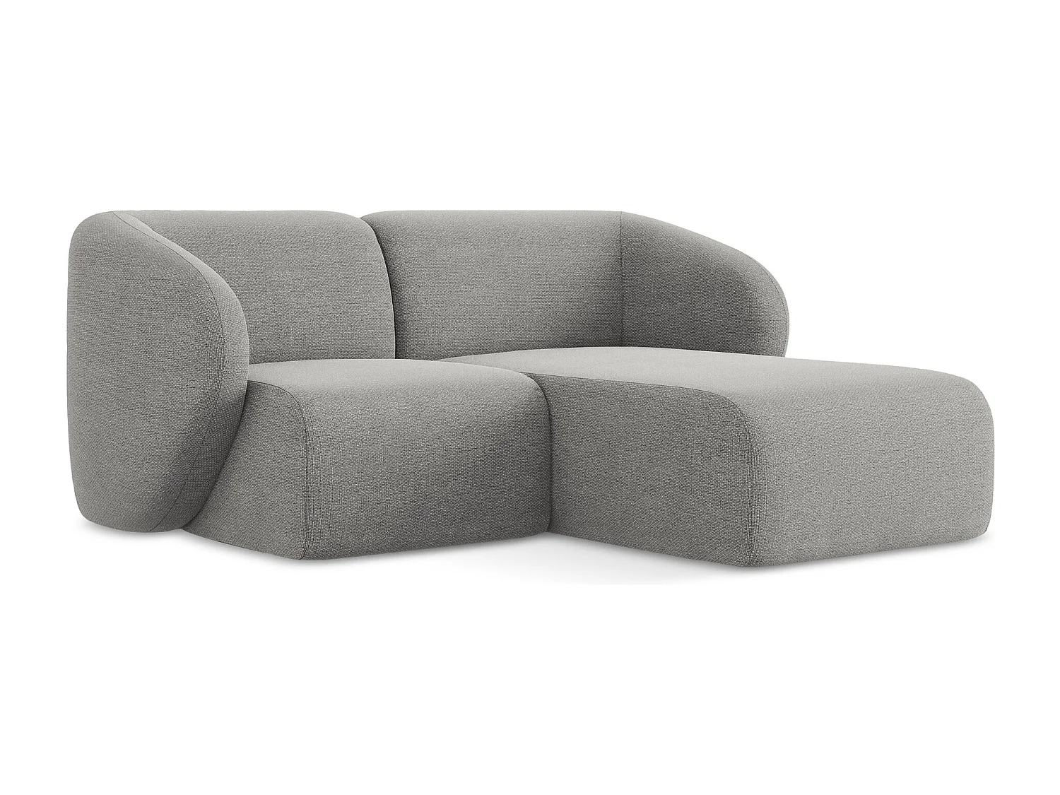 Modulaire hoekbank rechts van lichtgrijs bouclé - LANI