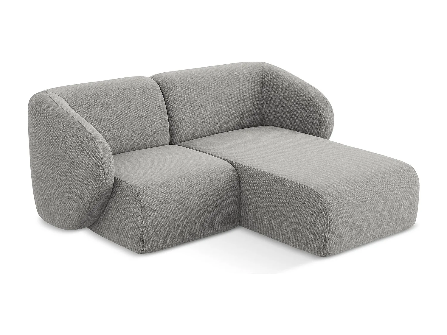 Modulaire hoekbank rechts van lichtgrijs bouclé - LANI