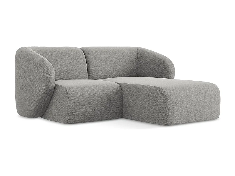 Canapé d'angle 2,5 places modulaire droit en tissu bouclette - gris clair - LANI