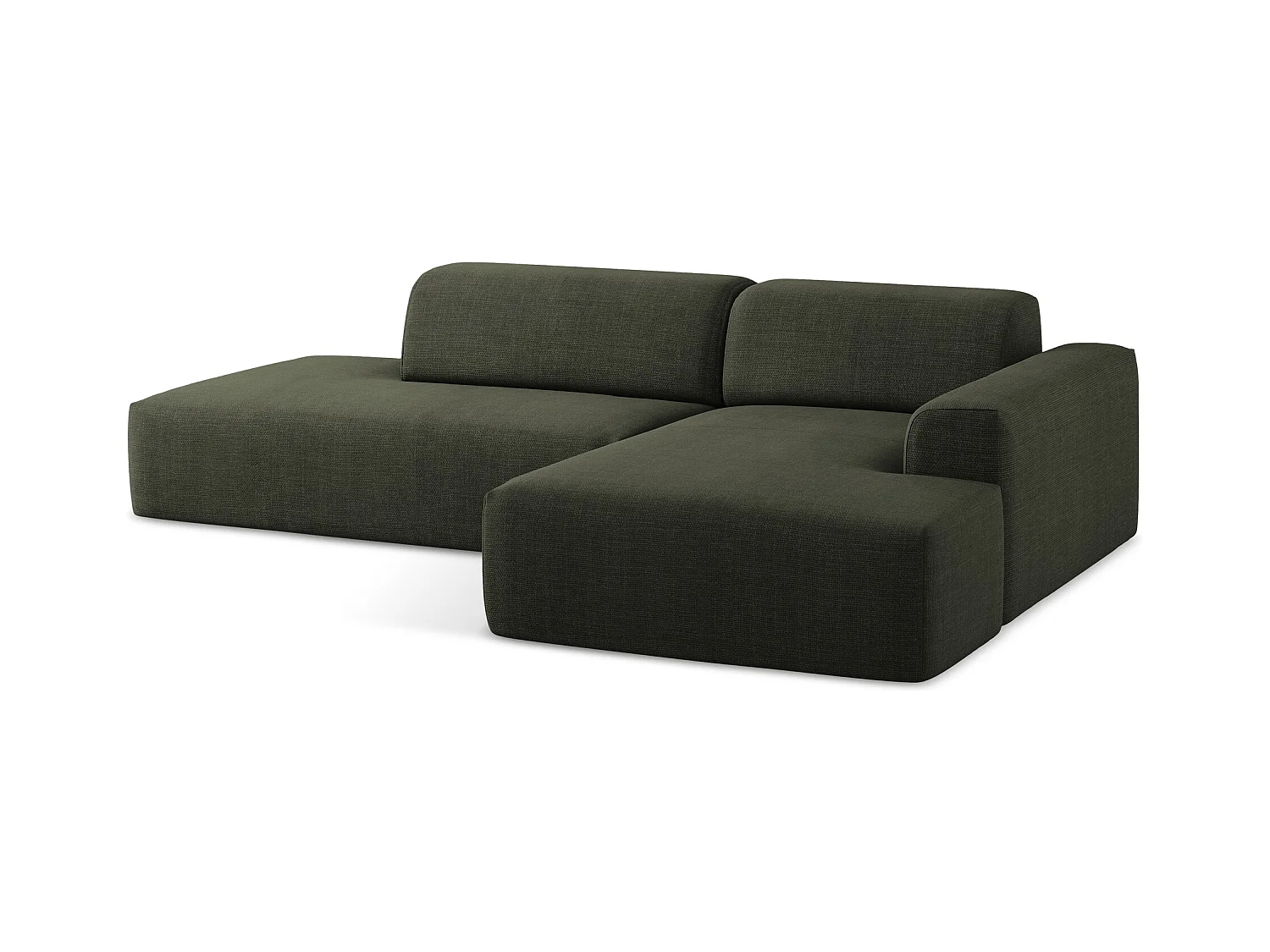 Modulaire hoekbank links van olijfgroen textuurstof - KELI