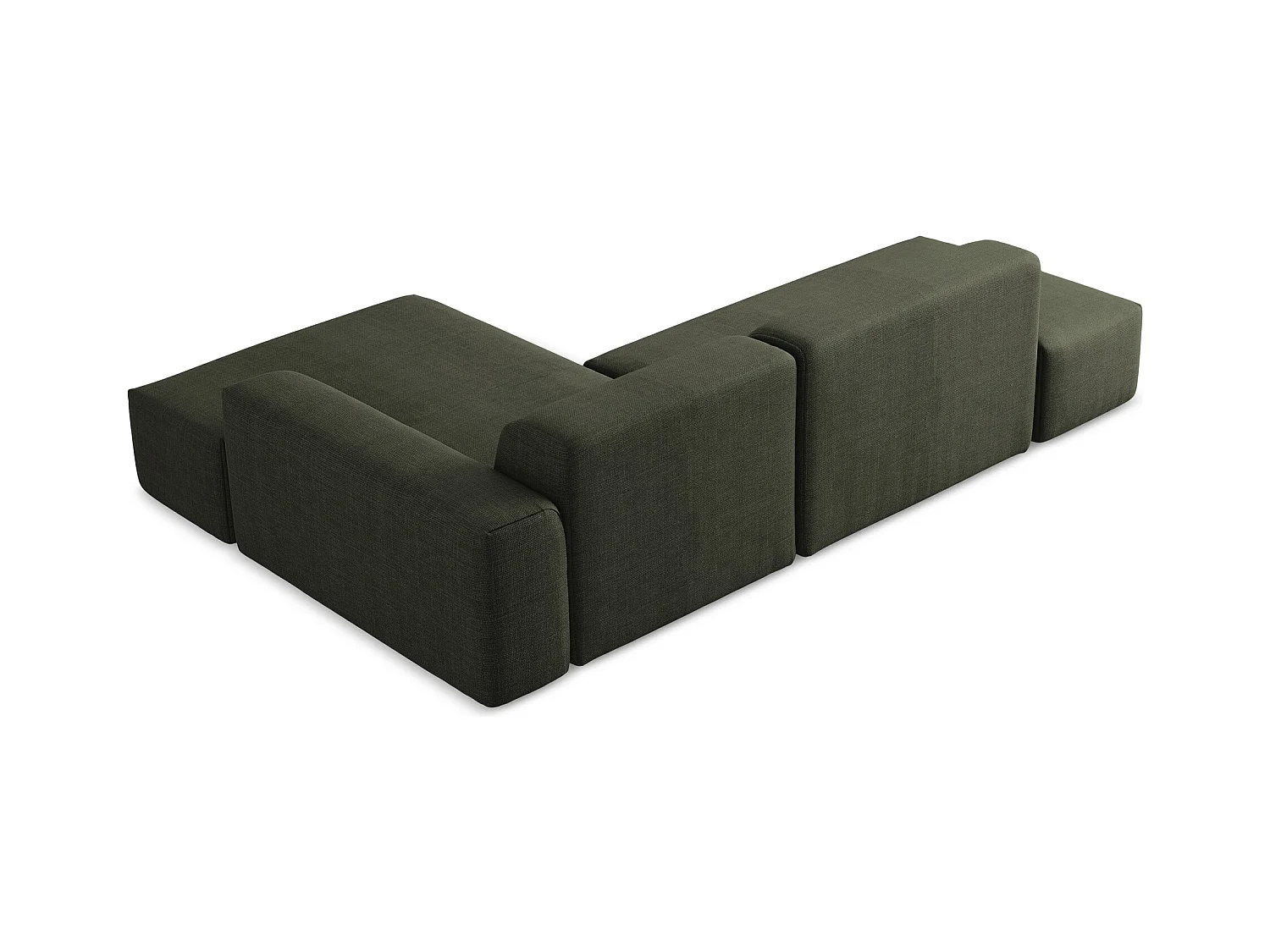 Modulaire hoekbank links van olijfgroen textuurstof - KELI