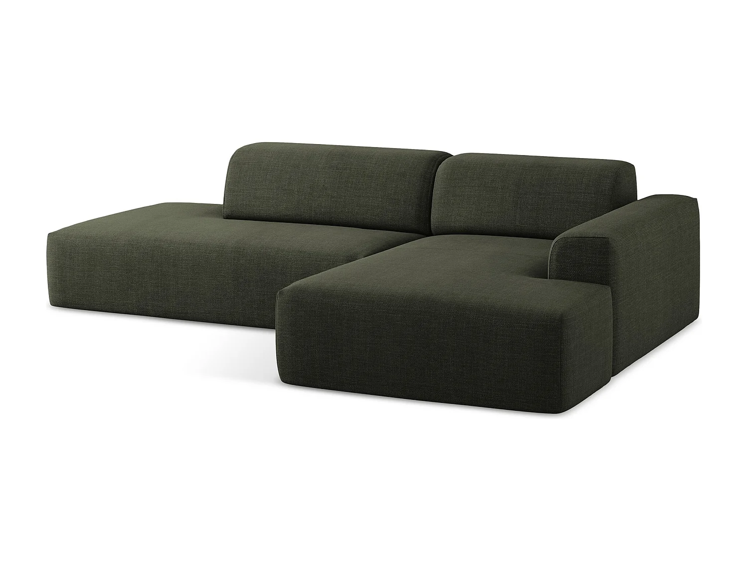 Modulaire hoekbank links van olijfgroen textuurstof - KELI