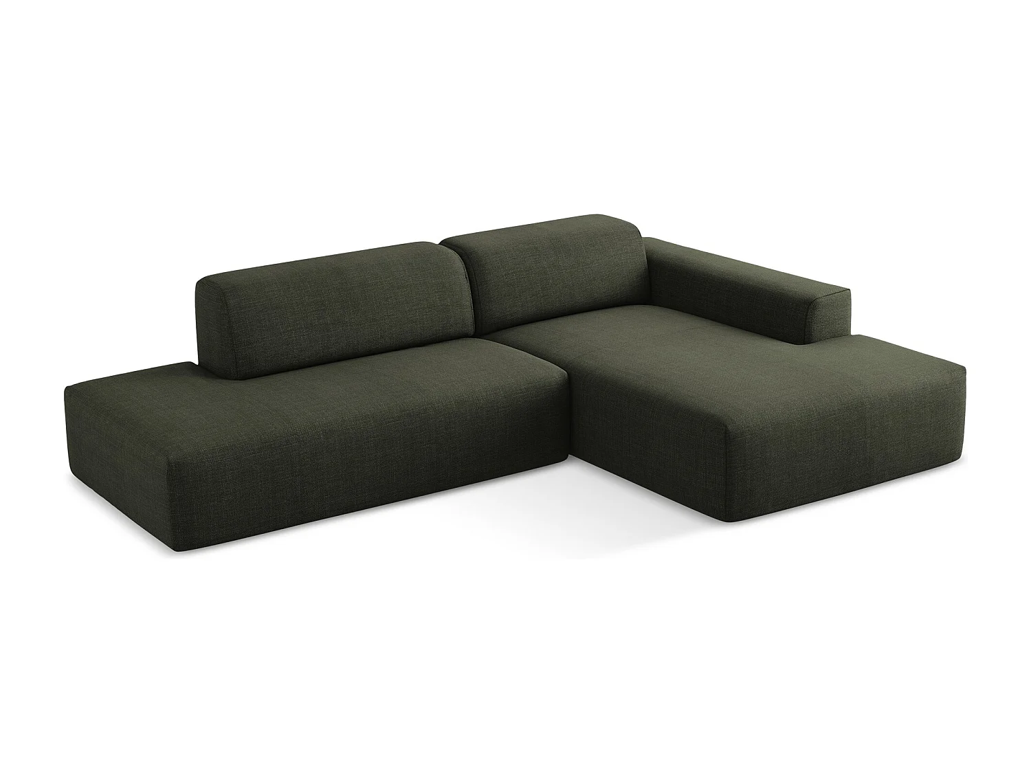 Modulaire hoekbank links van olijfgroen textuurstof - KELI