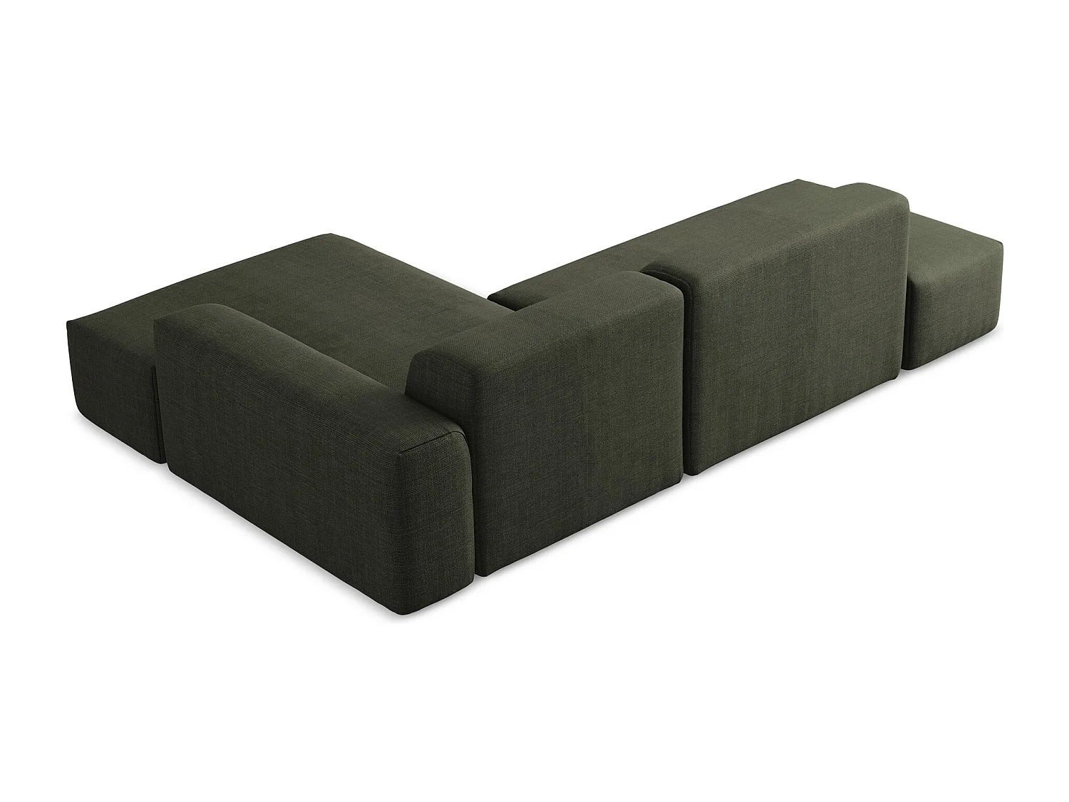 Modulaire hoekbank links van olijfgroen textuurstof - KELI