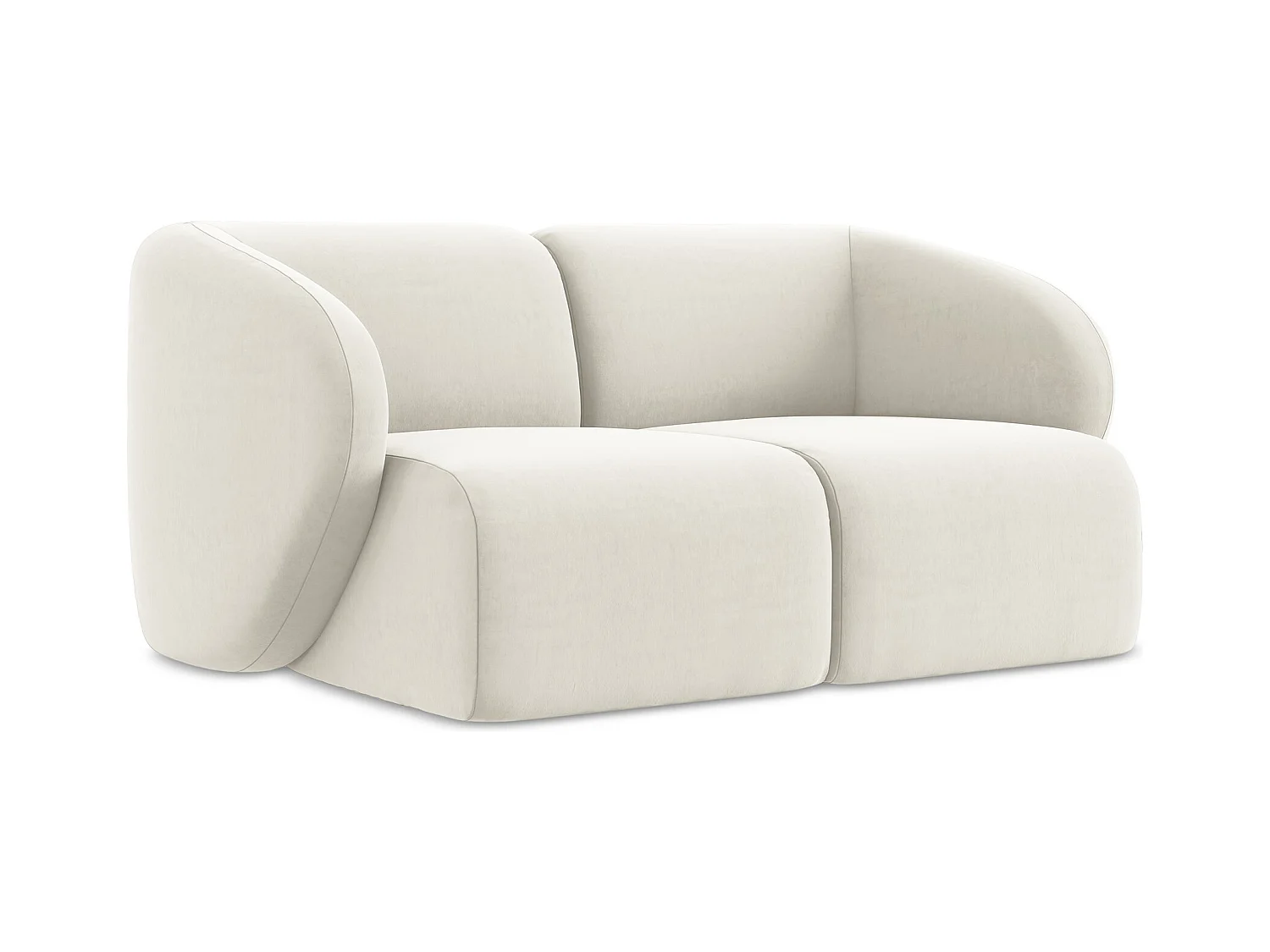 2-Sitzer Sofa - - Samt - Hell beige - LANI