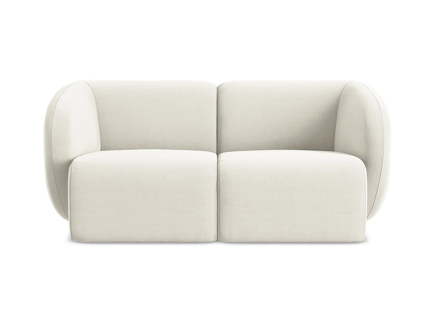 2-Sitzer Sofa - - Samt - Hell beige - LANI