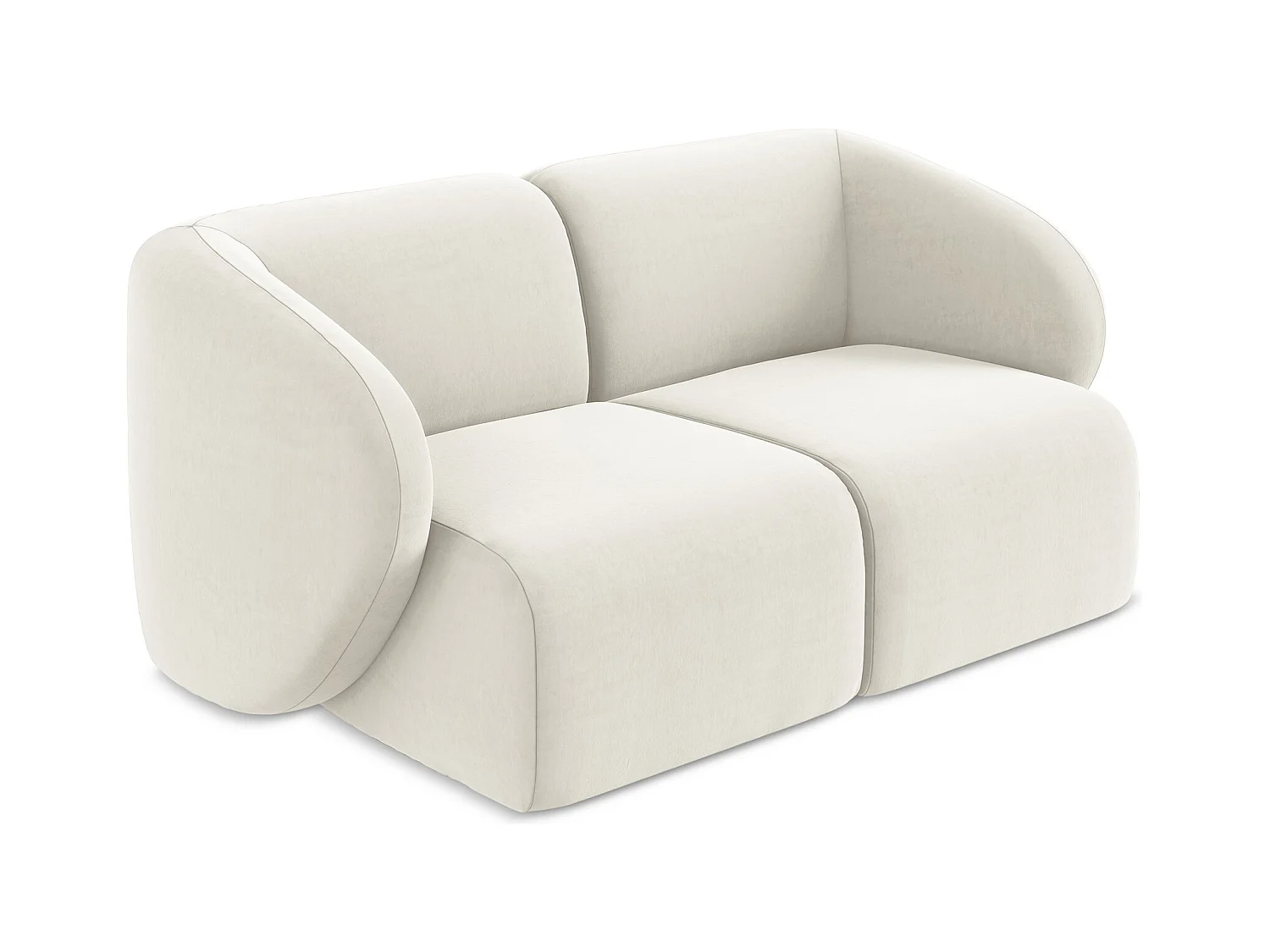 2-Sitzer Sofa - - Samt - Hell beige - LANI