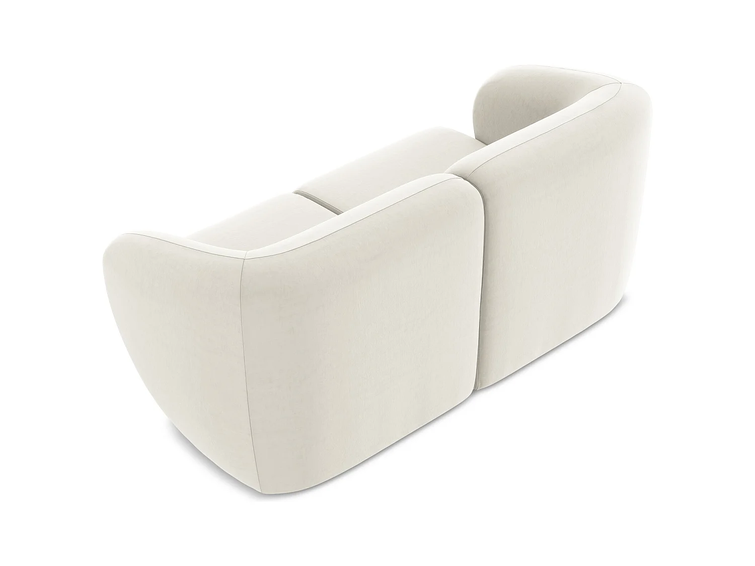2-Sitzer Sofa - - Samt - Hell beige - LANI