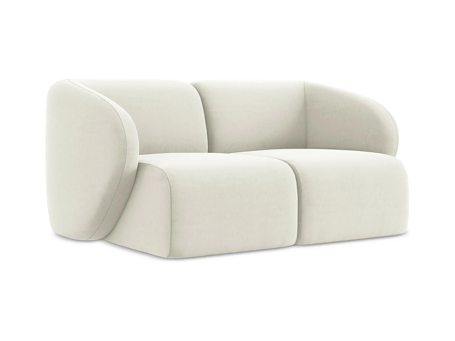 2-Sitzer Sofa - - Samt - Hell beige - LANI