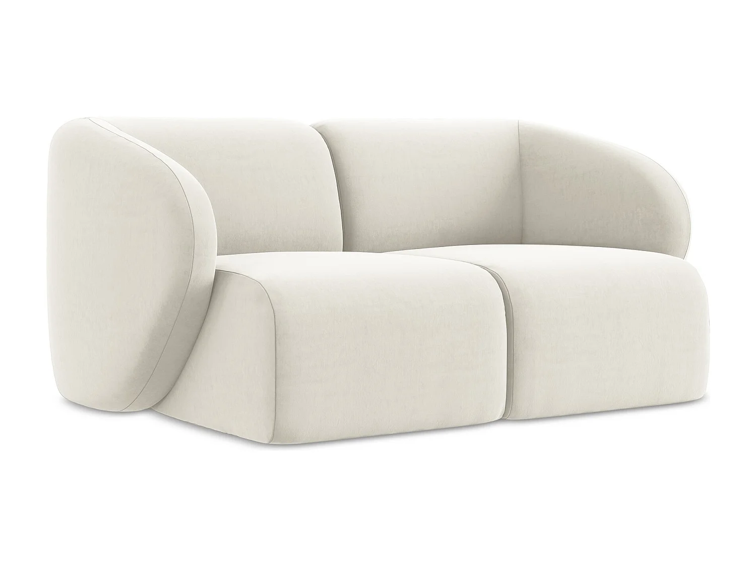 2-Sitzer Sofa - - Samt - Hell beige - LANI