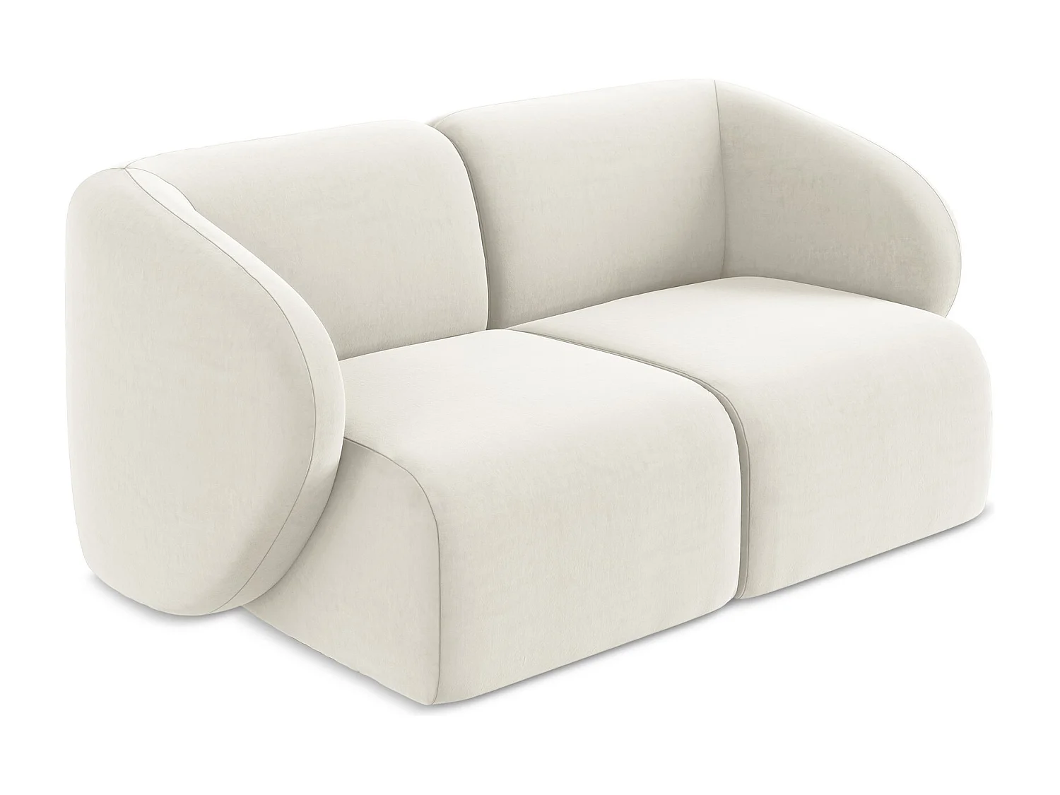 2-Sitzer Sofa - - Samt - Hell beige - LANI