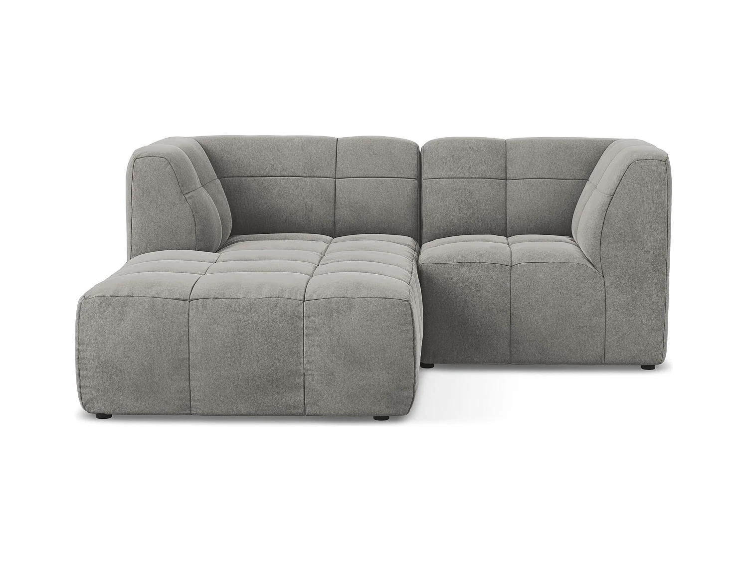 Canapé d'angle 2,5 places modulaire gauche en velours - gris - ALOHA