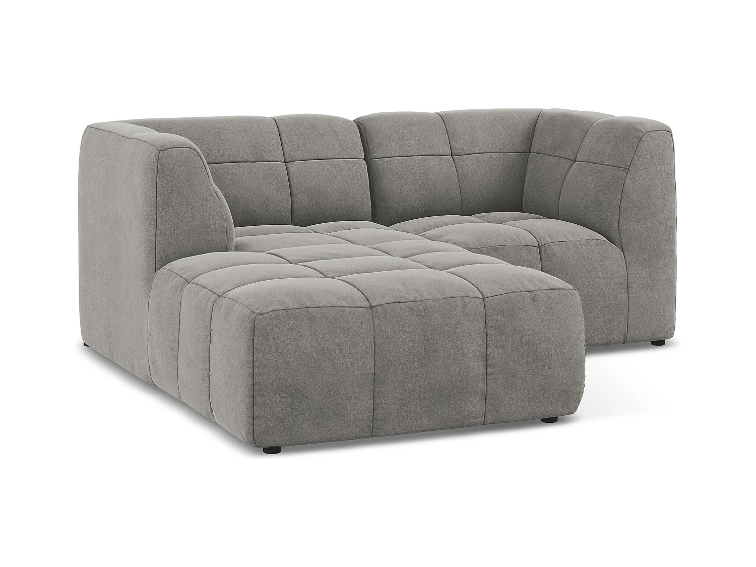 Canapé d'angle 2,5 places modulaire gauche en velours - gris - ALOHA