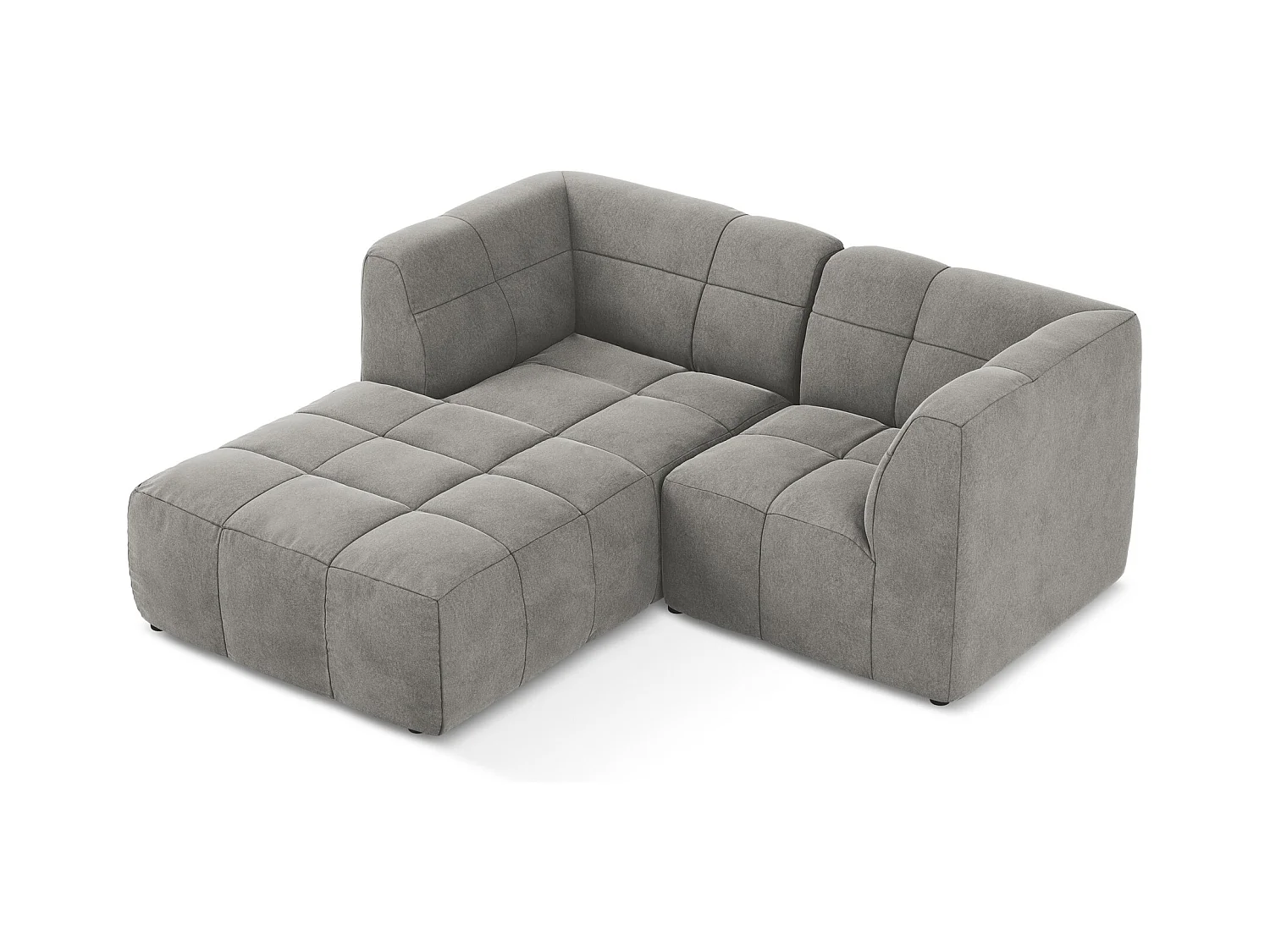 Canapé d'angle 2,5 places modulaire gauche en velours - gris - ALOHA