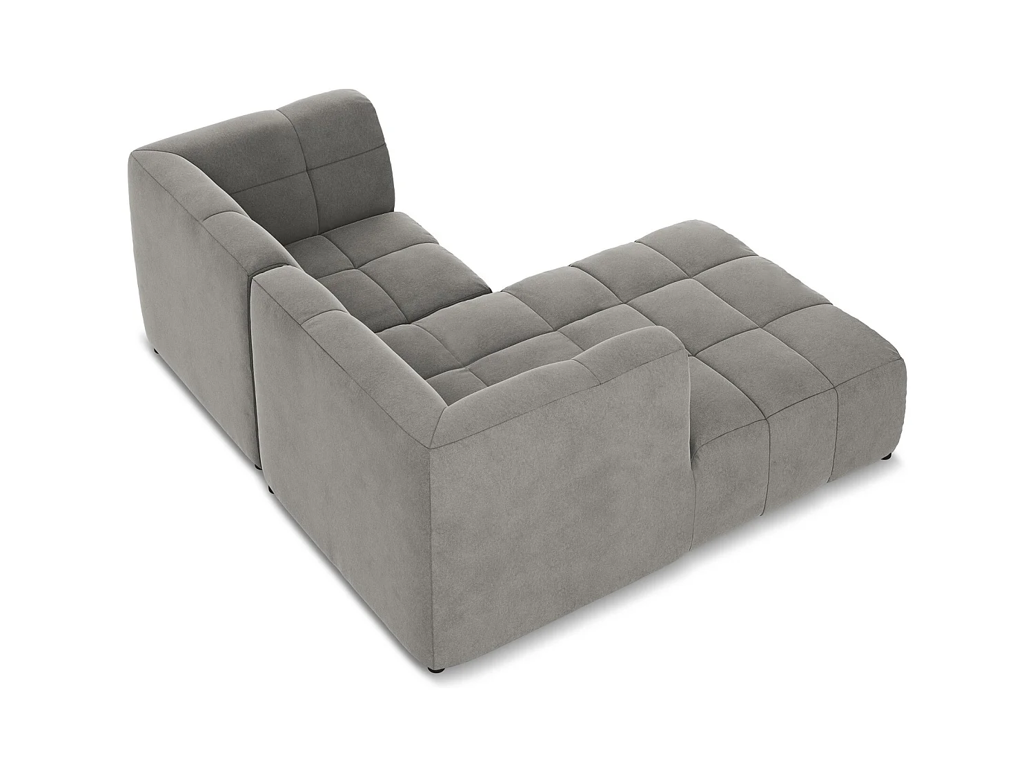 Canapé d'angle 2,5 places modulaire gauche en velours - gris - ALOHA