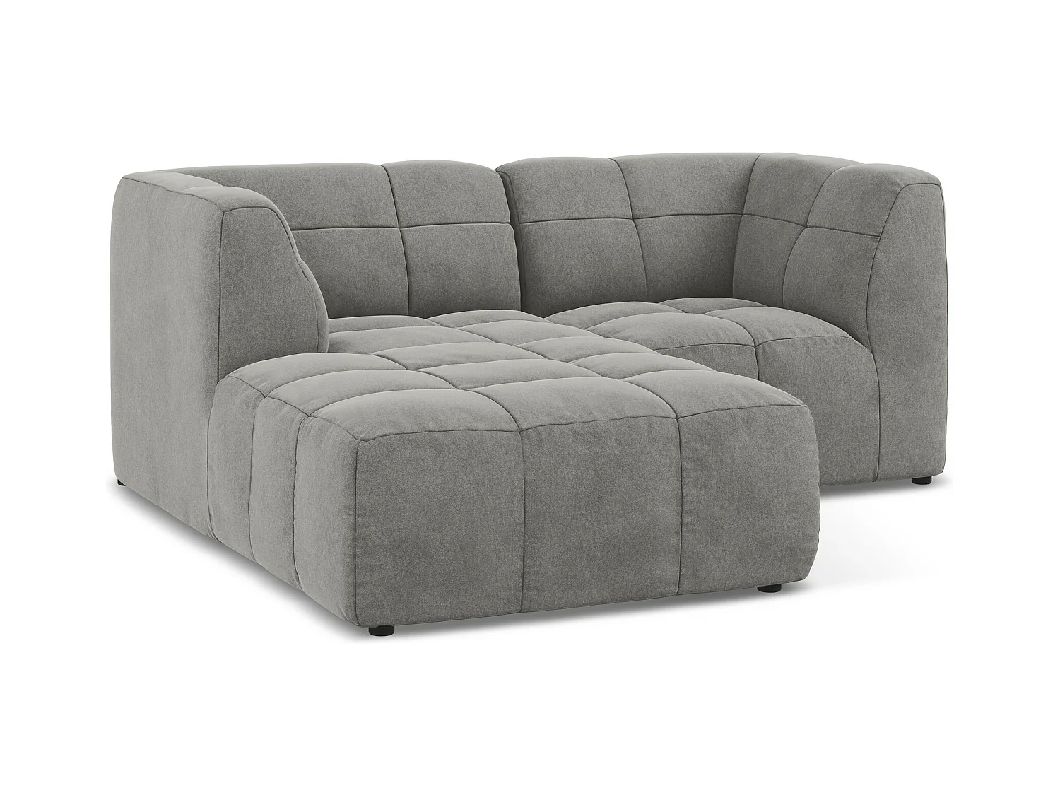2,5-Sitzer Modulares Ecksofa - Ecke Links - Samt - Grau - ALOHA