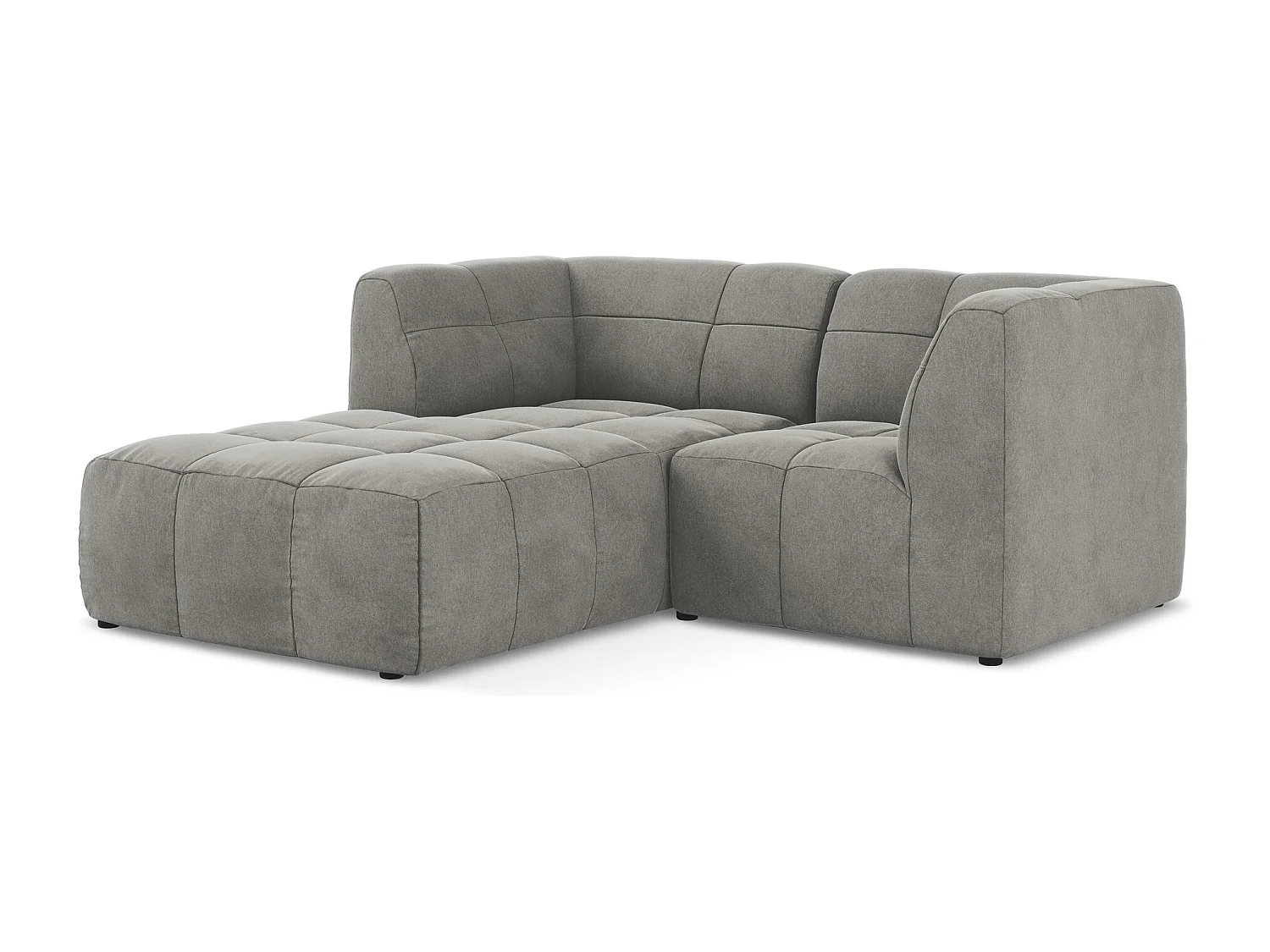 Canapé d'angle 2,5 places modulaire gauche en velours - gris - ALOHA