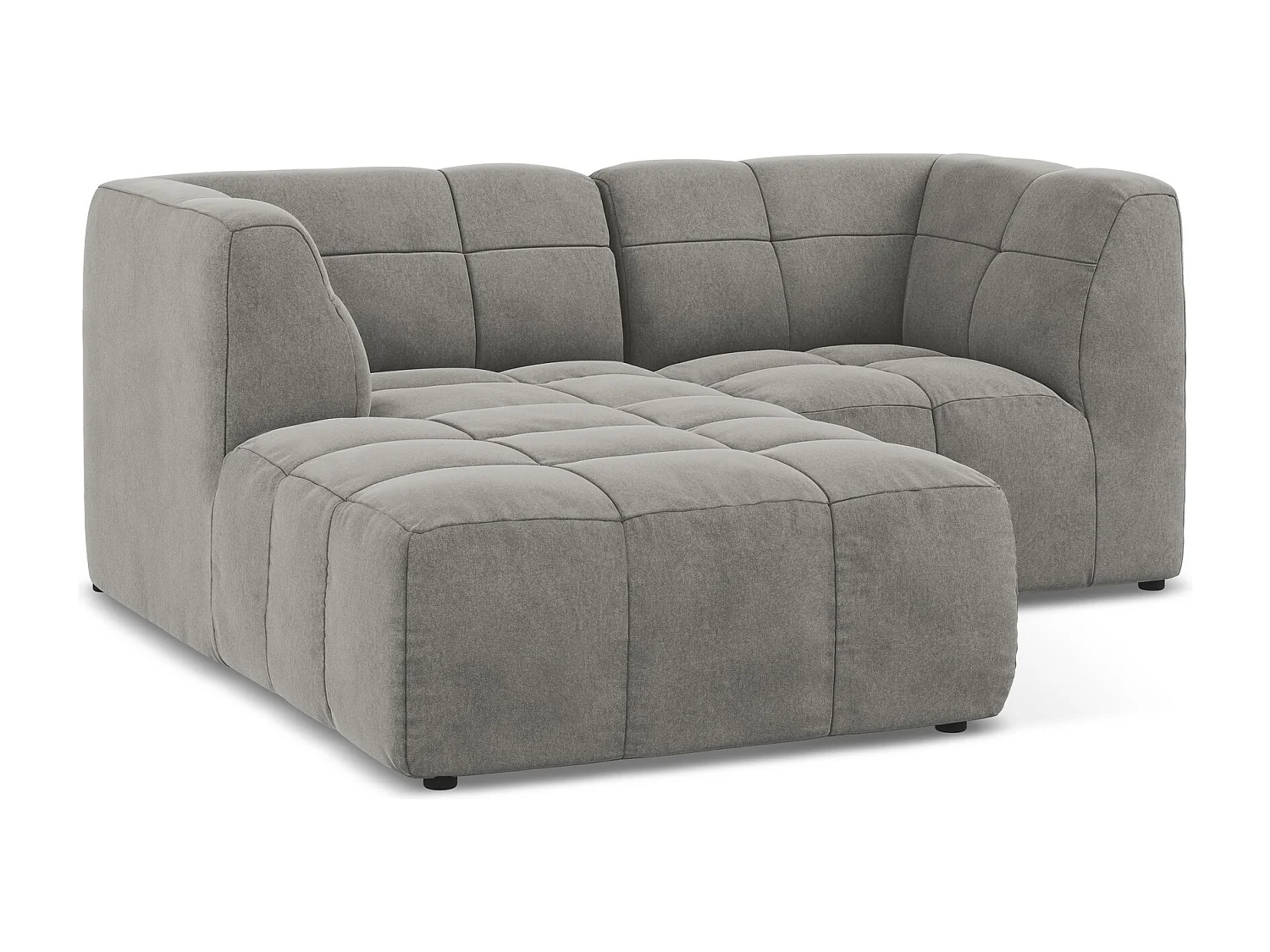 Canapé d'angle 2,5 places modulaire gauche en velours - gris - ALOHA