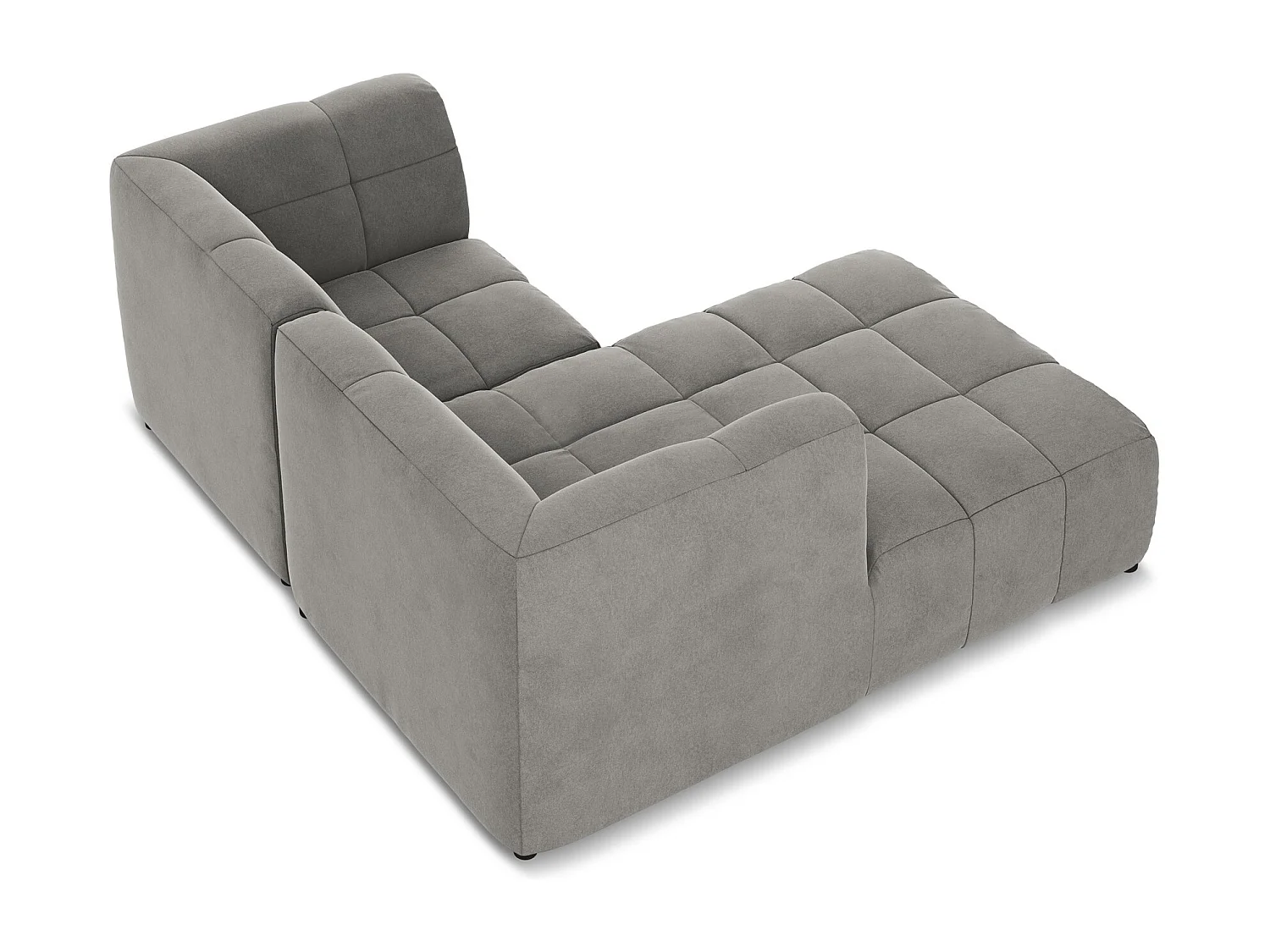 Canapé d'angle 2,5 places modulaire gauche en velours - gris - ALOHA