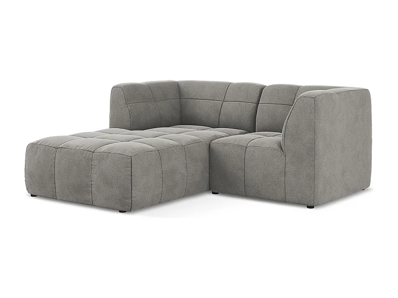 Canapé d'angle 2,5 places modulaire gauche en velours - gris - ALOHA