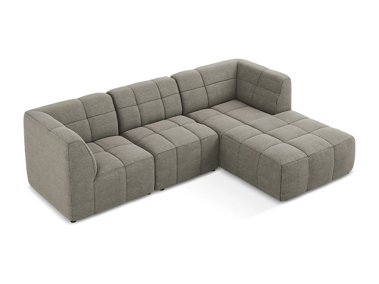 Canapé d'angle 3 places modulaire droit en tissu bouclette - gris - ALOHA