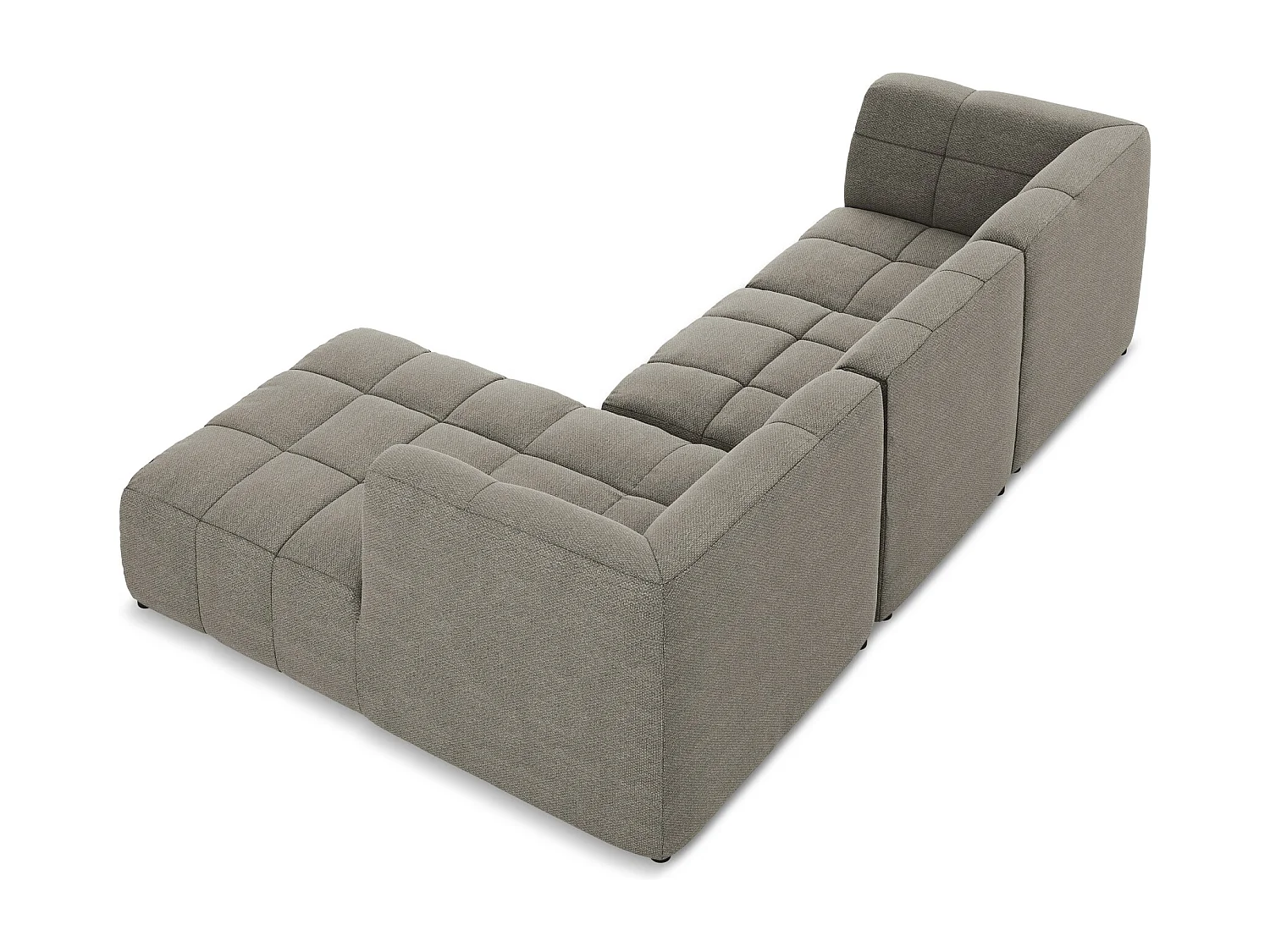 Canapé d'angle 3 places modulaire droit en tissu bouclette - gris - ALOHA